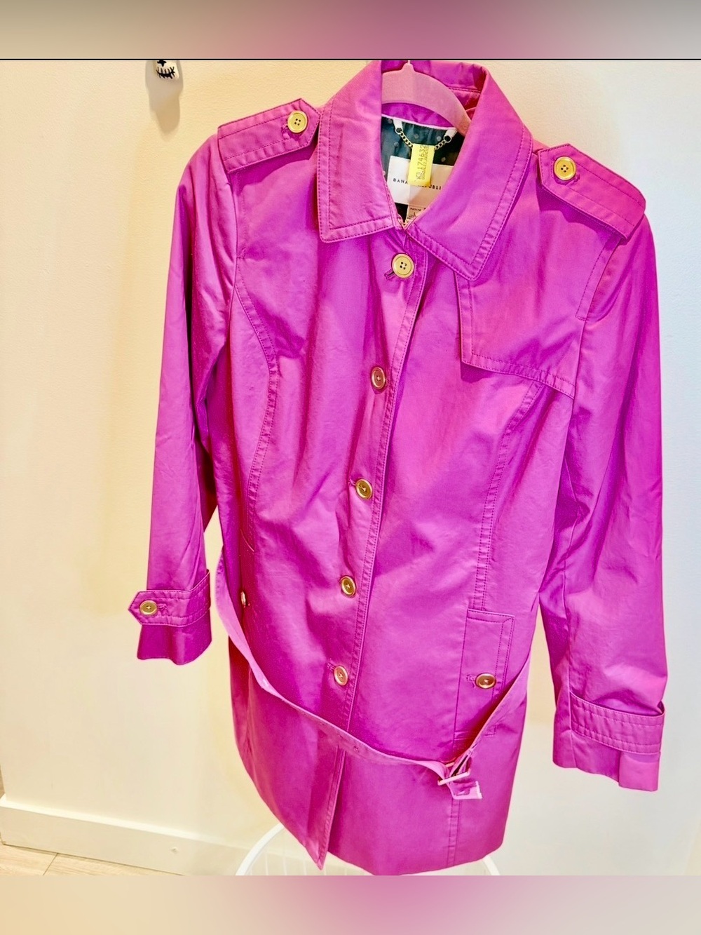 Banana Republic Fuchsia Button-Front Trench Coat